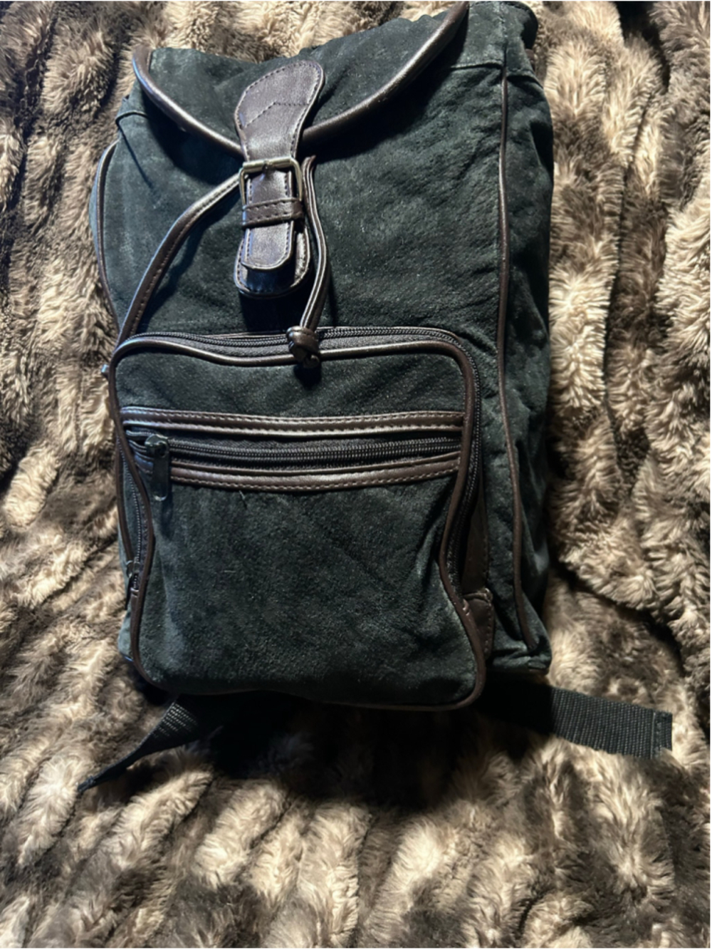 Women's Unbranded Suede Backpack One Size Black and Brown